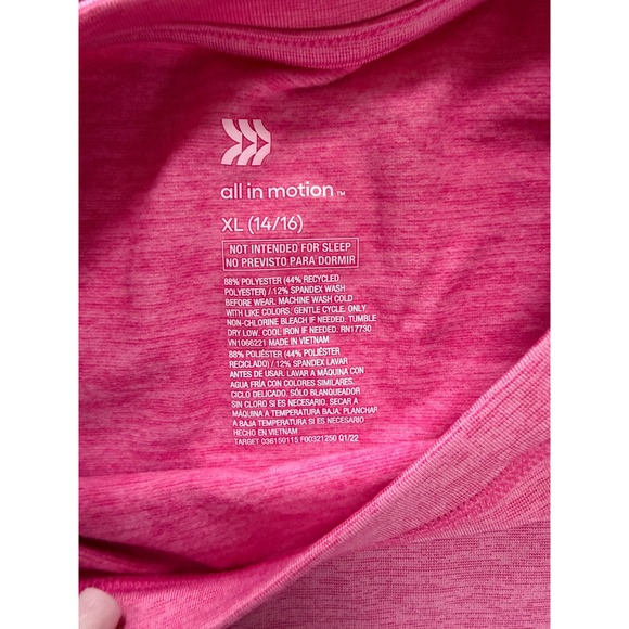 All In Motion Girls XL 14/16 Pink Heathered Long Sleeve Athletic Top Thumbholes - Picture 3 of 3
